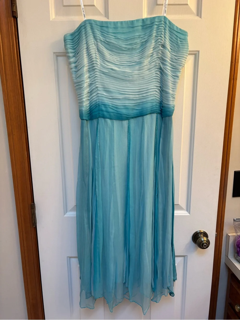 Laundry By Shelli Segal | Dresses | Laundry By Shelli Segal Strapless Aqua  Ombre Silk Beaded Dress | Poshmark